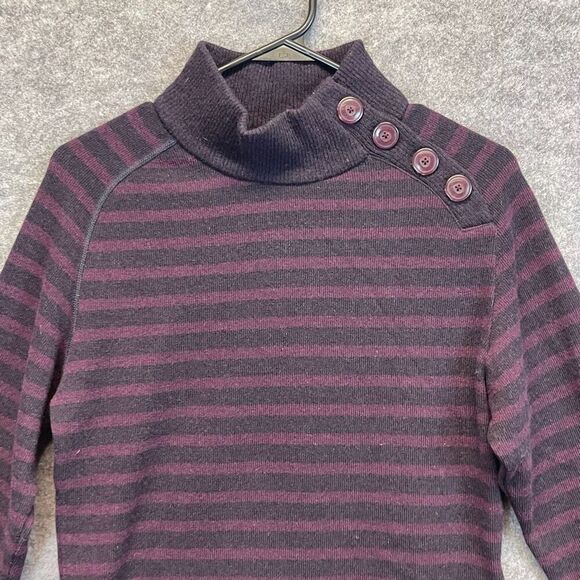 MOUNTAIN HARDWEAR Sweater Women's Medium Purple Sevina Wool Blend Stripe Hiking - Picture 1 of 13